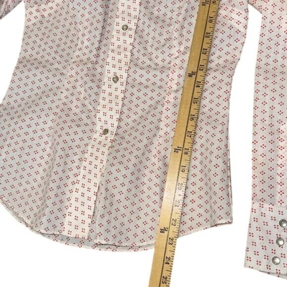 Champion Westerns Womens Long-Sleeve Button-Up Shirt Size 12 White With Red Dot - Picture 9 of 9